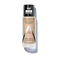 Almay Skin Perfecting Comfort Matte Foundation, Hypoallergenic, Cruelty Free, -Fragrance Free, Dermatologist Tested Liquid Makeup, Cool Bare, 1 Fl oz