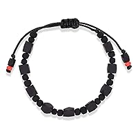 Azabache Evil Eye Bracelets for Men, Unisex Adjustable String Black Bracelet for Women, Spiritual Jewelry Jet Crystal Stone Handmade Good Luck Mens Bracelet Beads