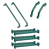 Bacaloo 22 Inch Monkey Bars for Kids Outdoor - Set of 6 Green Powder Coated Bars, Set of Two 37 Inch Safety Handle Bars, and Set of Two 9.5 Inch Safety Handle Bars