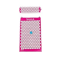 Spoonk Acupressure Eco Mat, Magenta - with Massage Ball, Travel Mat & Sling Bag - Back & Neck Massager - Travel Pillow - Stress & Muscle Relief - Sleep Aid - Relaxation Kit - Made with Cotton