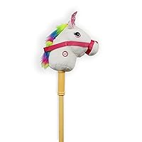 White Unicorn Stick Horse, Sound Effects That Make The Unicorn Come to Life, Sturdy 2 Piece Stick That Screws Together, for Ages 3 and up