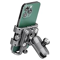 FANAUE Anti-Vibration Motorcycle Phone Mount with 1 Inch Ball Head for RAM Mounts B Size Double Socket Arm and Bike Phone Holder, Aluminum Anti-Theft Phones Clip for 5.5-7