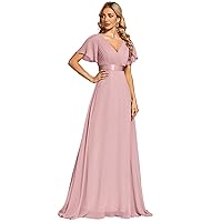 Ever-Pretty Women's Formal Dress Short Sleeve V-Neck Evening Dress Floor Length Mother of The Bride Dress 09890