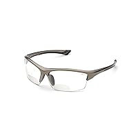 Delta Plus RX-350C 2.0 Diopter Bifocal Safety Glasses, Metallic Brown Frame, Clear Lens