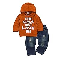 fhutpw Toddler Baby Boy Outfits Hoodie Sweatshirts & Jeans Clothes Set Fall Winter 6 9 12 18 24 Months
