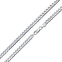 Men's Solid 3-9MM Franco Square Box or Strong Diamond Cut .925 Sterling Silver Miami Cuban Curb Chain Necklace For Men Teens Women 16, 18, 20, 24 Inch