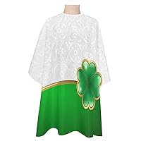 St. Patrick's Day Barber Cape - Salon Hair Cutting Cape for Women,Men,Kids,Adults,Green White Retro Luxury Shamrock Haircut Cape with Elastic Neckline Hairdressing Stylist Cape Gown Accessories