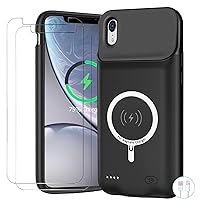 Battery Case for iPhone XR, Upgraded 10000mAh Battery Pack Rechargeable Charger Case Support Carplay with Wireless Charging Compatible for iPhone XR (6.1 inch) External Battery Charging Case (Black)