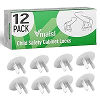 50 Pack - Child Safety Cabinet Locks 12 Pack Bundle with 38 Pack Baby Proofing Outlet Covers