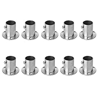 10PCS Closet Rod Flange, Stainless Steel Curtain Rod Support Bracket Round Shower Rod Flanges Wardrobe Rod Support End Caps (Fit 19.1mm / 3/4'' Pipe), Set Screws, Thickness 1.7mm