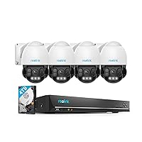 Reolink 4K 16CH PTZ PoE Camera System, 4X RLC-823A with 5X Optical Zoom, Auto Tracking, 3pcs Spotlights 190 Ft Color Night Vision, Bundle 1x 16ch Reolink PoE NVR RLN16-410 with Built-in 4TB HDD
