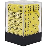 Chessex CHX25802 Dice - Opaque: 36D6 Yellow/Black, Small (10mm - 14mm)