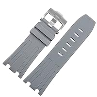 for AP 15703 Watchband Rubber WatchStrap 28mm Waterproof, Sweatproof and WearResistant Bracelet (Color : Grey-Silver, Size : 28mm)