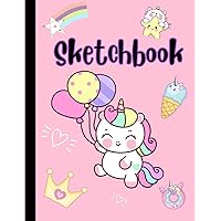 Sketchbook for Kids ages 4-8 - Kawaii Unicorn & Balloons: 100 Page 8.5 x 11 inch Sketchpad | Cute Large Notebook for Journaling, Writing, Crayon ... or Doodling | Great Gift for Children