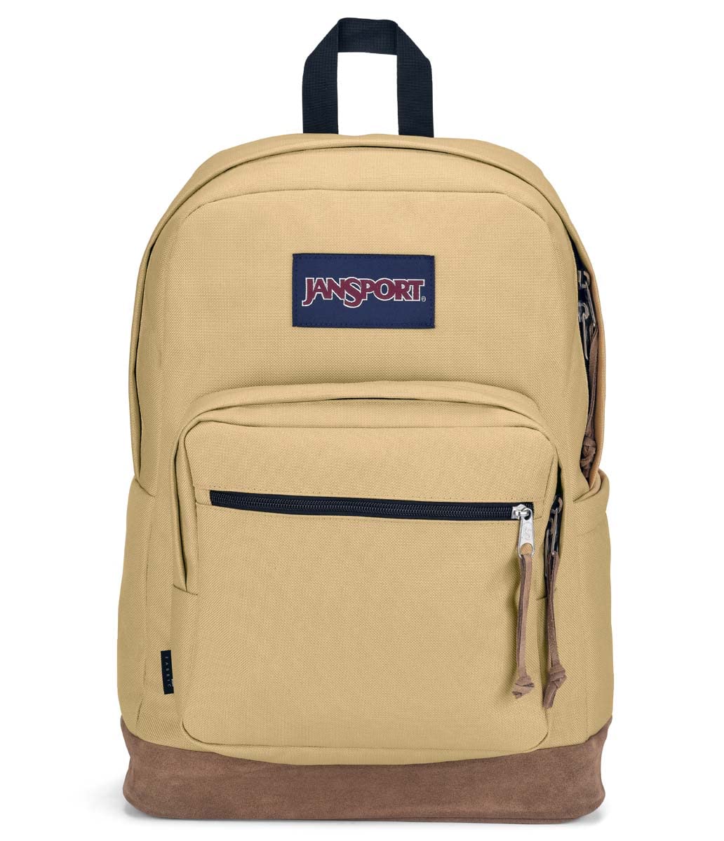 JanSport Right Pack Backpack - Travel, Work, or Laptop Bookbag with Leather Bottom, Curry