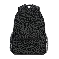 ALAZA Dark Gray Leopard Cheetah Print Backpack Purse with Multiple Pockets Name Card Personalized Travel Laptop School Book Bag, Size M/16.9 in