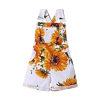 Toddler Girl 1 Piece Floral Overalls For 2 To 7 Years Girls Sweatpants with Pockets Medium Size Clothes