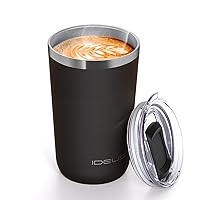 Ideus 20 oz Tumbler, Travel Coffee Mug with Splash Proof Sliding Lid, Double Wall Stainless Steel Vacuum Insulated Coffee Mug for Home and Office, Keep Beverages Hot or Cold, Black