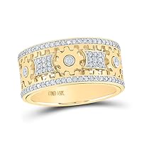 The Diamond Deal 14kt Yellow Gold Mens Round Diamond Cog Eternity Band Ring 1-1/2 Cttw