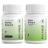 Hemp Extract Pills 30,000 mg per Bottle- Natural Dietary Supplement Supports Brain Functions, Omega 3-6-9 Fatty Acids - 60 Capsules and Olive Leaf Extract 60 Pills - Quercetin 400mg with Bioperine