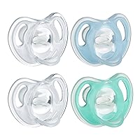 Ultra-Light Silicone Pacifier, 0-6 months, Symmetrical One-Piece Design, BPA-Free Silicone Binkies, Pack of 4