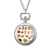 Potato Hand Drawn Food Vintage Alloy Pocket Watch with Chain Arabic Numerals Scale Gifts for Men Women