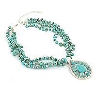 Vintage Alloy Synthetic Turquoise Necklace Fashion Jewelry Women