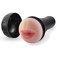 LeLuv Compact Male Masturbator Handheld Realistic Mouth Texture in Black Case