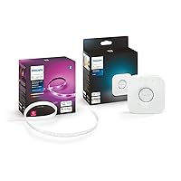 Philips Hue (1) 6-Foot Smart LED Light Strip Plus Base Kit with (1) 3-Foot Light Strip Plus Extension - Color-Changing Single-Color Effect - Control with Hue App or Voice Assistant
