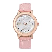 Gold Marble Fashion Leather Strap Women's Watches Easy Read Quartz Wrist Watch Gift for Ladies