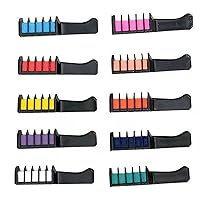 New Hair Chalk Comb Temporary Hair Color Dye for Girls Kids, New Year Birthday Party Cosplay DIY Children's Day, Halloween, Christmas,10 Colors