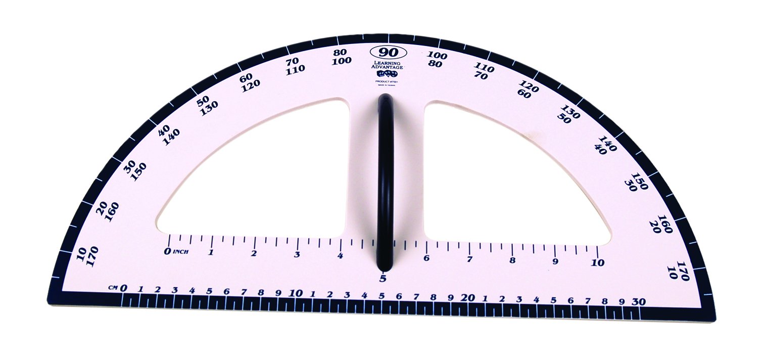 LEARNING ADVANTAGE Magnetic Dry Erase Protractor - Geometry Measurement Tool for Whiteboards and Chalkboards - Teach Geometric Math Concepts
