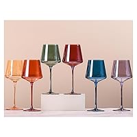 Physkoa Colored Wine Glasses Set of 6-14oz Stylish Colorful Wine Glasses With Tall Long Stem and Flat Bottom,Colored Wine Stemware in Assorted Colors
