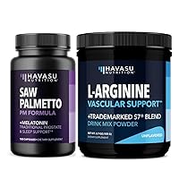 Saw Palmetto PM and L Arginine Powder | Potent DHT Blocker and Male Performance Support | Saw Palmetto PM Helps Reduce Urinary Frequency | 100 Saw Palmetto Capsules & Unflavored L-Arginine Powder