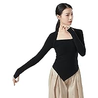 Women's Elegant Single Shoulder Mesh Stretch Long Sleeved Blouse Tops