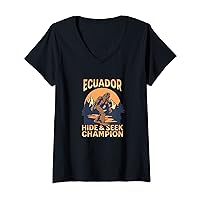 Womens Ecuador Bigfoot Country Sunset Champ V-Neck T-Shirt