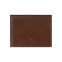 Maxwell Scott - Personalized Mens Luxury Leather Card Holder with ID Window - The Alba - Dark Brown