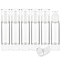1.7OZ/50ML Clear Airless Pump Bottles, Lotion Dispenser Travel with Pump, Vacuum Plastic Travel Size Lotion Bottle for Foundation, Creams, Cosmetic(6 Pack)