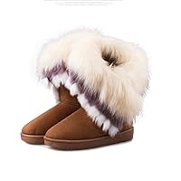 XinYue Women's winter warm high long snow ankle boots faux fox fur tassel shoes