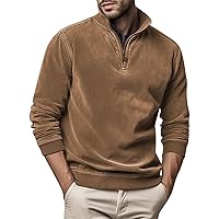 2024 Men's Quarter-Zip Pullover Long Sleeved Fashion Slim Fit Top High Collar Sweatshirt Lightweight Workout Shirt