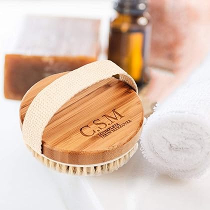 CSM Dry Body Brush for Beautiful Skin - Solid Wood Frame & Boar Hair Exfoliating Brush to Exfoliate & Soften Skin, Improve Circulation, Stop Ingrown Hairs, Reduce The Appearance of Acne and Cellulite