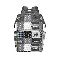 Antler Gray Woodland Plaid Diaper Bags with Name Waterproof Mummy Backpack Nappy Nursing Baby Bags Gifts Tote Bag for Women