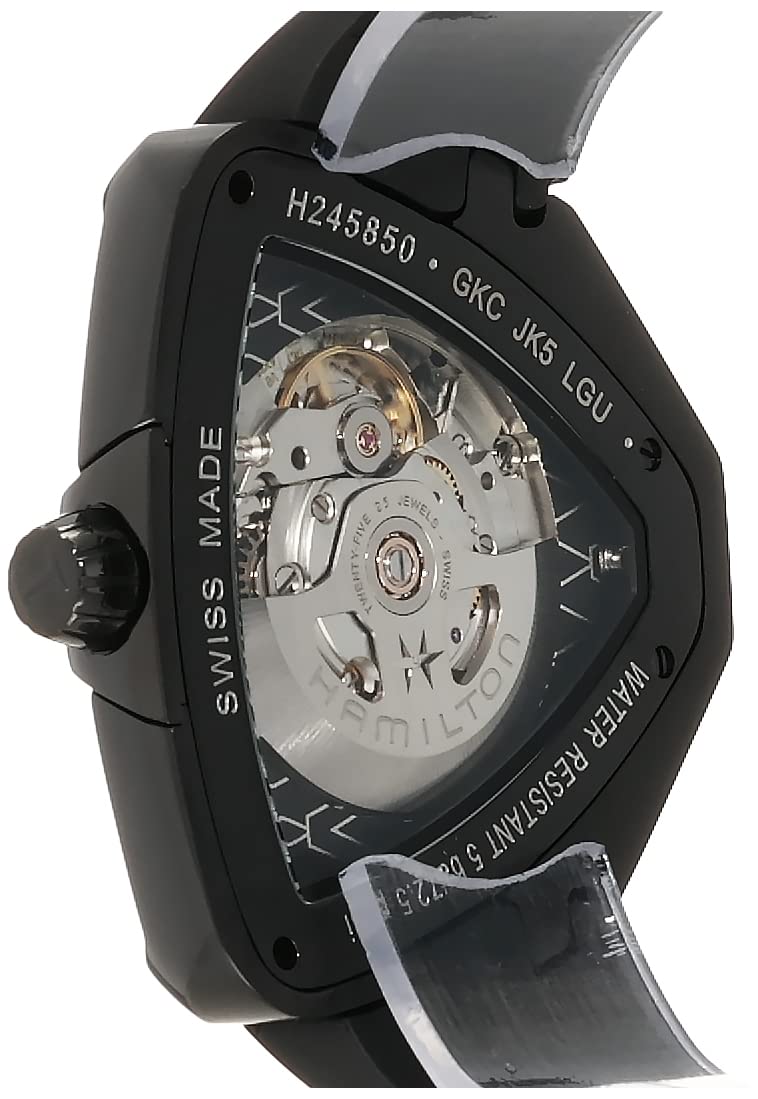 Hamilton Watch Ventura Elvis80 Swiss Automatic Watch 42.5mm x 44.6mm Case, Black Dial, Black Rubber Strap (Model: H24585331)
