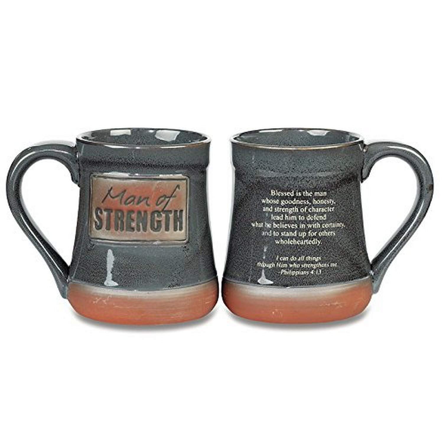 Abbey Gift (Abbey & CA Gift Man of Strength Pottery Mug, Grey, 20 oz, 1 Count (Pack of 1), Gray