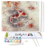 DoMyArt Acrylic Paint by Number Kit On Canvas for Adults Beginner, Paint with Acrylic Animals Art Painting Kits DIY Adult Crafts Acrylic Art Project Kits (Koi)