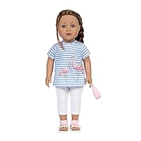 ADORA Amazon Exclusive Amazing Girls Collection, 18” Realistic Doll with Changeable Outfit and Movable Soft Body, Birthday Gift for Kids and Toddlers Ages 6+ - Ava with Summer Flamingo Outfit