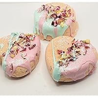 Body Essential's Brown Sugar Fig 3Pk Bath Bombs exploding with Essential Oils, Raw Essential Add-Ins such as Oats, Rose Petals, Marigold Flowers, and Chamomile and great fragrance!
