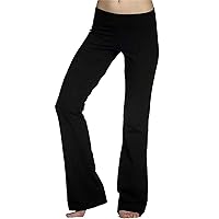 Women's Yoga Leggings Low Rise Bootcut Flare Yoga Pants, Solid 4-Way-Stretch Sweatpant Workout Pants Palazzo Pant Black