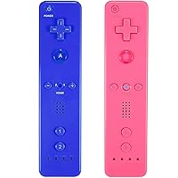 Yosikr Wii Controller 2 Pack, Wii Remote Controller with Silicone Case and Wrist Strap Compatible for Wii/Wii U (Pink and DeepBlue)