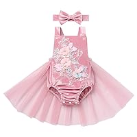 Newborn Baby Girls 1st Birthday Outfit Fall Winter Velvet Romper Tulle Dress Headband Pumpkin Cake Smash Photo Shoot